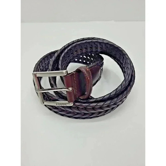 Fossil Other - Fossil Genuine Leather Belt Brown Weave Men's Size 38
